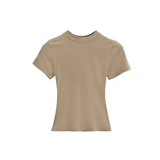 Women’s Slim Fit Short Sleeve T-Shirt – Solid Color Y2K Casual Fashion Top