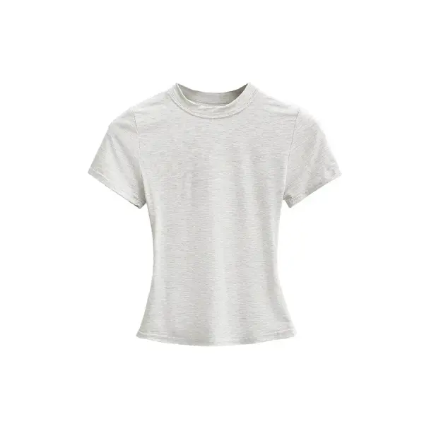 Women’s Slim Fit Short Sleeve T-Shirt – Solid Color Y2K Casual Fashion Top