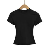 Women’s Slim Fit Short Sleeve T-Shirt – Solid Y2K Casual Fashion Top & Streetwear Basic Tee