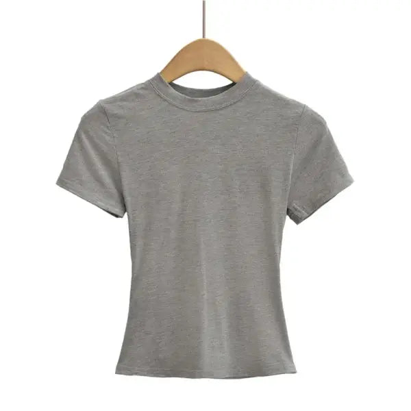 Women’s Slim Fit Short Sleeve T-Shirt – Solid Y2K Casual Fashion Top & Streetwear Basic Tee