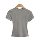Women’s Slim Fit Short Sleeve T-Shirt – Solid Y2K Casual Fashion Top & Streetwear Basic Tee