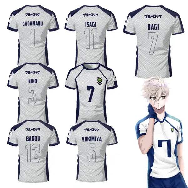 Blue Lock Anime Nagi Soccer Jersey – Men Women & Kids Short Sleeve Sports Tee