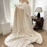 2025 new solid color imitation rabbit plush milk plush thickened thermal leisure home blanket office nap blanket