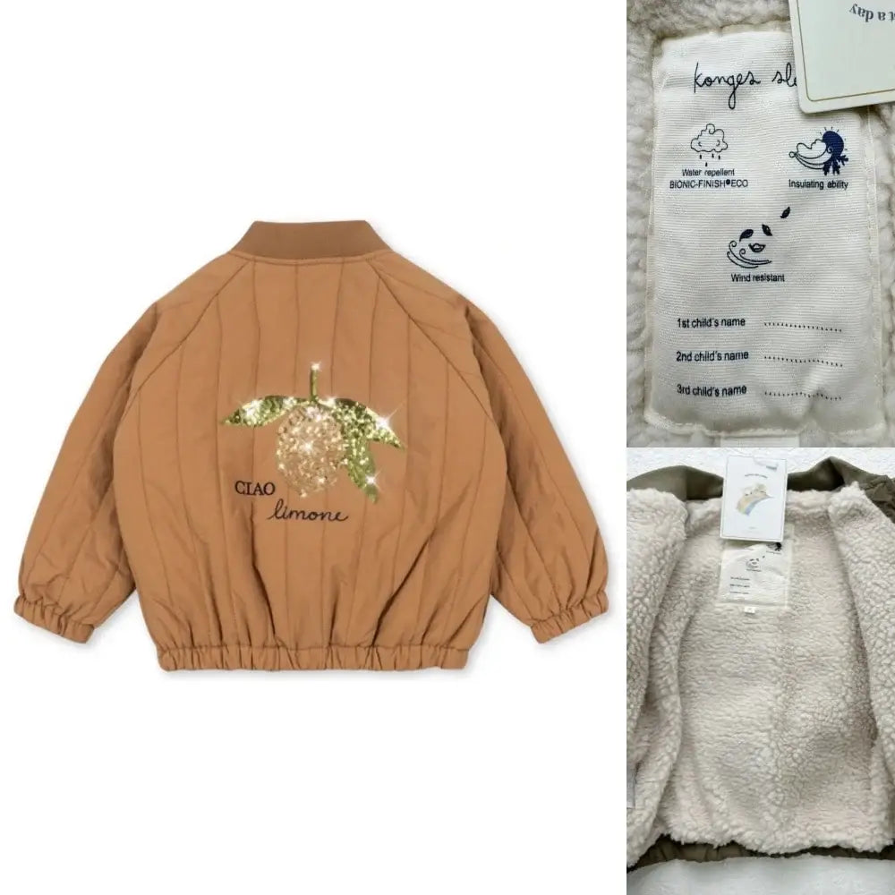 2025 New Winter Brand Baby Boys Jackets Lambswool Cartoon Sequin Outerwear Kids Clothes Girls Windproof Coat Flight