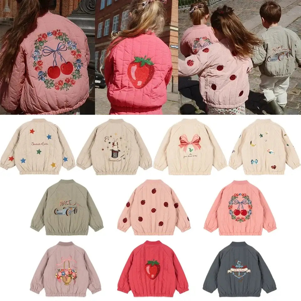 2025 New Winter Brand Baby Boys Jackets Lambswool Cartoon Sequin Outerwear Kids Clothes Girls Windproof Coat Flight