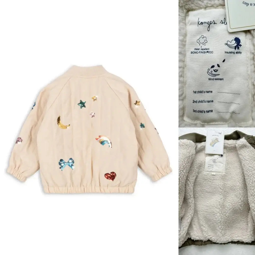 2025 New Winter Brand Baby Boys Jackets Lambswool Cartoon Sequin Outerwear Kids Clothes Girls Windproof Coat Flight