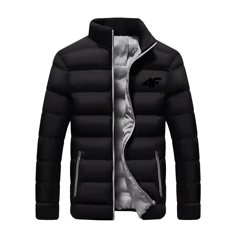 2025 New Winter Long Sleeve Cotton Coat Zipper Jacket Men’s Cotton Coat - black ash2 / 4XL