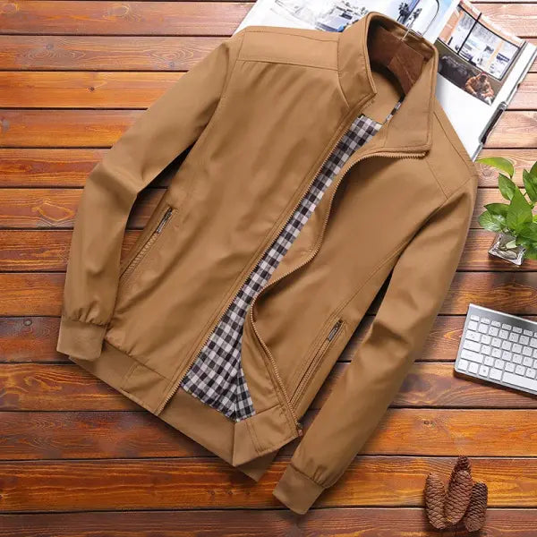 Slim Bomber Jacket Polyester Cotton Up to 8XL Four Seasons - 6XL / 0149 khaki