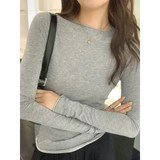 Women’s Slim Fit Long Sleeve T-Shirt – Solid O-Neck Casual Top for Spring & Autumn