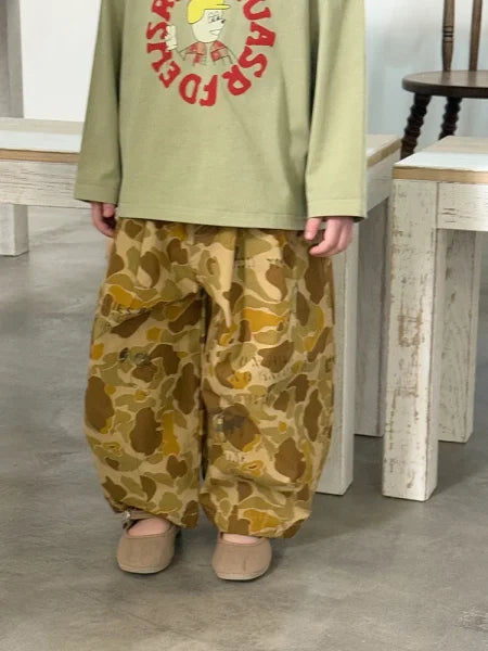 2025 Spring Kids Cotton Trousers – Graffiti Camouflage Loose Pants for Boys & Girls - Himpall