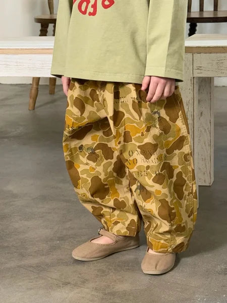 2025 Spring Kids Cotton Trousers – Graffiti Camouflage Loose Pants for Boys & Girls - Himpall