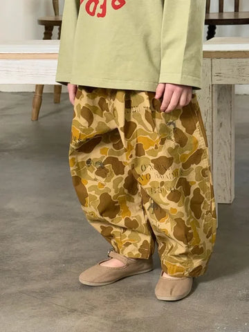 2025 Spring Kids Cotton Trousers – Graffiti Camouflage Loose Pants for Boys & Girls - Himpall