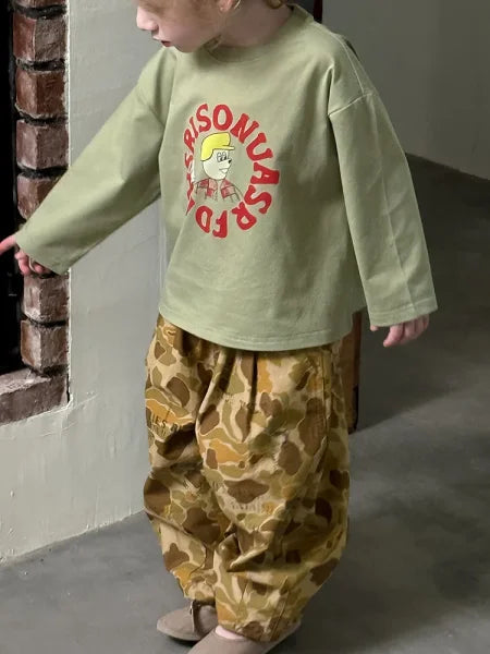 2025 Spring Kids Cotton Trousers – Graffiti Camouflage Loose Pants for Boys & Girls - Himpall