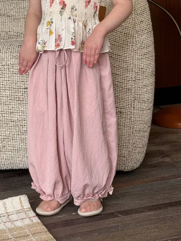 2025 Summer Girls Cotton Lantern Pants – Loose Lightweight Mosquito-Resistant Trousers for Kids
