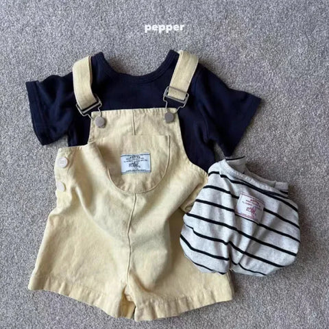 2025 Summer Girls Striped Overalls – Cotton Strap Shorts for Kids