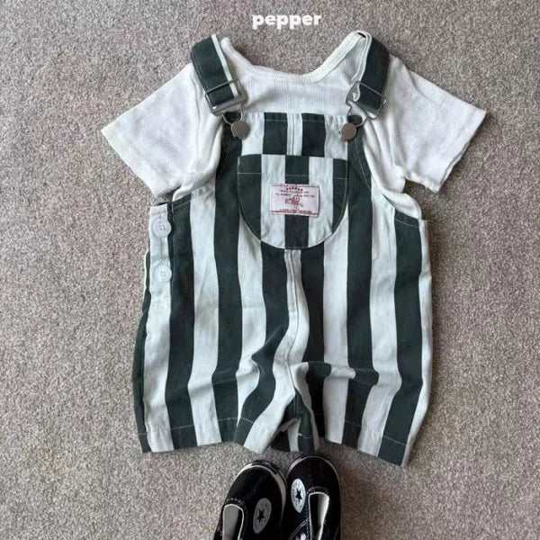 2025 Summer Girls Striped Overalls – Cotton Strap Shorts for Kids