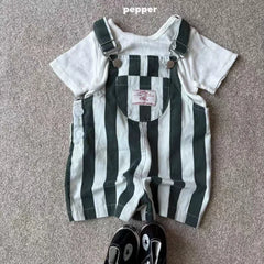 2025 Summer Girls Striped Overalls – Cotton Strap Shorts for Kids - Himpall