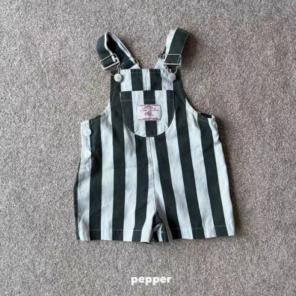 2025 Summer Girls Striped Overalls – Cotton Strap Shorts for Kids - striped / 24M 90cm