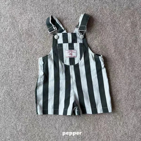 2025 Summer Girls Striped Overalls – Cotton Strap Shorts for Kids - striped / 24M 90cm