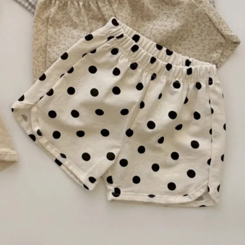 2025 Summer Kids Cotton Shorts – Girls Floral Bow & Boys Solid Casual Shorts - dot / 12M 80cm