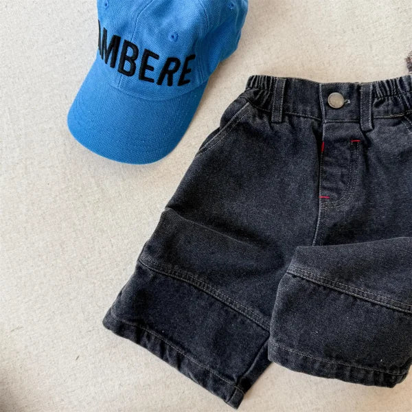 2025 Summer Kids Denim Shorts – Cute Bear Girls Jeans & Loose Boys Casual Shorts - black / 24M 90cm