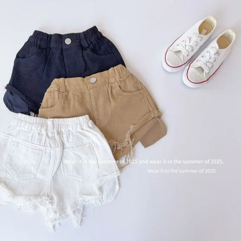 2025 Summer Kids Denim Shorts – Girls & Boys Casual Baby Jeans Hot Pants