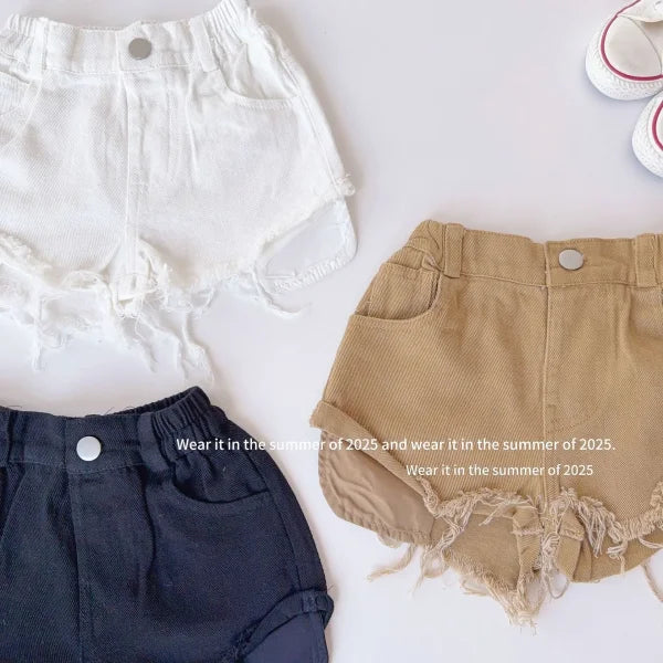 2025 Summer Kids Denim Shorts – Girls & Boys Casual Baby Jeans Hot Pants
