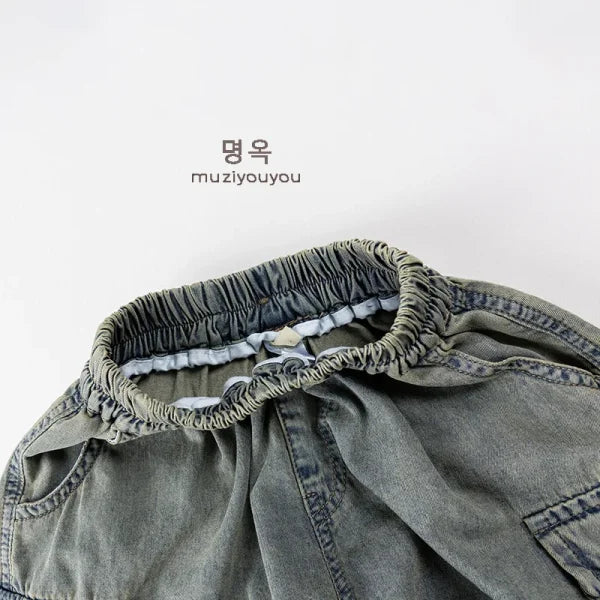 2025 Summer Kids Vintage Denim Shorts – Fashion Cargo Jeans for Girls & Boys - Himpall