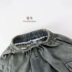 2025 Summer Kids Vintage Denim Shorts – Fashion Cargo Jeans for Girls & Boys - Himpall