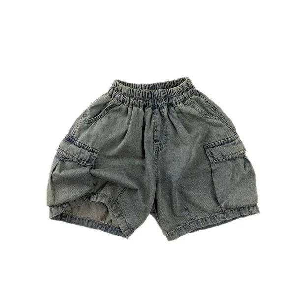 2025 Summer Kids Vintage Denim Shorts – Fashion Cargo Jeans for Girls & Boys - Himpall
