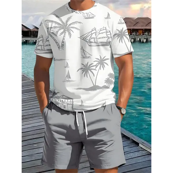 Men’s Summer Palm Tree T-Shirt – Short Sleeve Vacation Beach Casual Graphic Tee - Tshirt-NXH79661 / M
