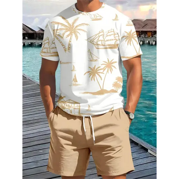 Men’s Summer Palm Tree T-Shirt – Short Sleeve Vacation Beach Casual Graphic Tee - Tshirt-NXH79667 / XS（old）