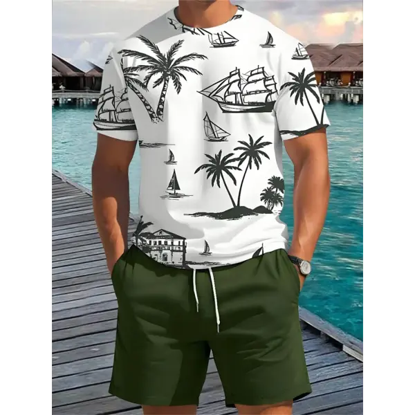 Men’s Summer Palm Tree T-Shirt – Short Sleeve Vacation Beach Casual Graphic Tee - Tshirt-NXH79660 / XS（old）