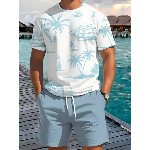 Men’s Summer Palm Tree T-Shirt – Short Sleeve Vacation Beach Casual Graphic Tee - Tshirt-NXH79665 / 160 (13T-14T)