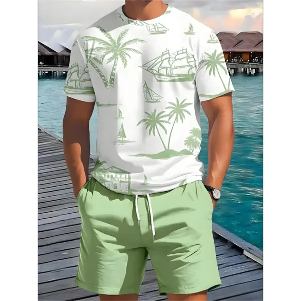 Men’s Summer Palm Tree T-Shirt – Short Sleeve Vacation Beach Casual Graphic Tee - Tshirt-NXH79662 / 160 (13T-14T)