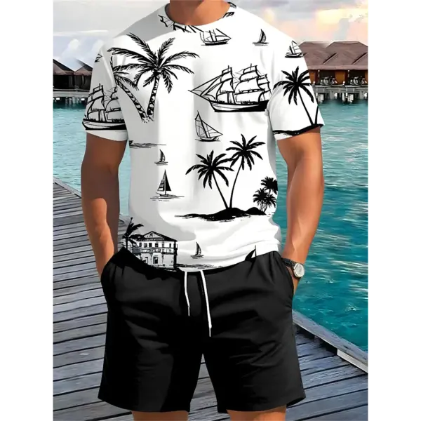 Men’s Summer Palm Tree T-Shirt – Short Sleeve Vacation Beach Casual Graphic Tee - Tshirt-NXH79663 / M