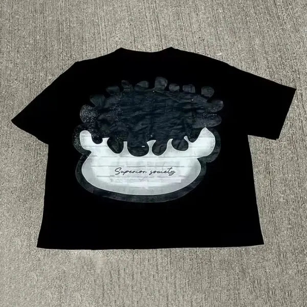 Vintage Big Face Graphic T-Shirt – Unisex Cotton Y2K Oversized Streetwear Tee