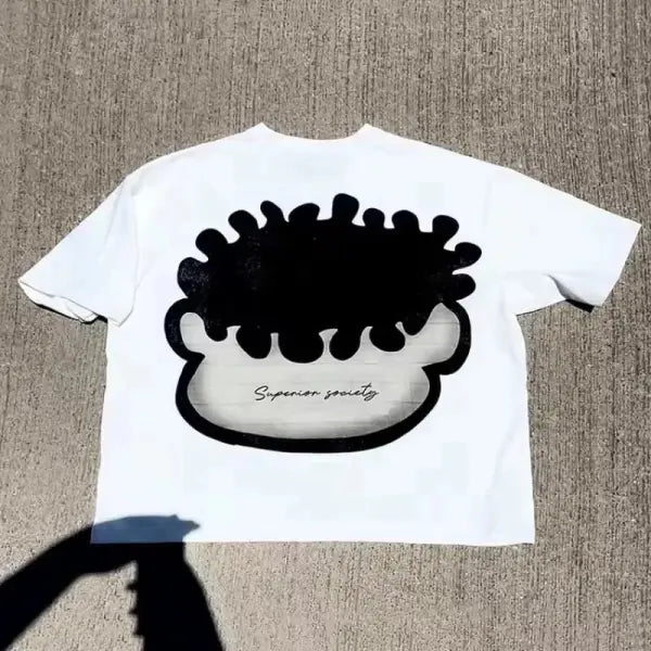 Vintage Big Face Graphic T-Shirt – Unisex Cotton Y2K Oversized Streetwear Tee