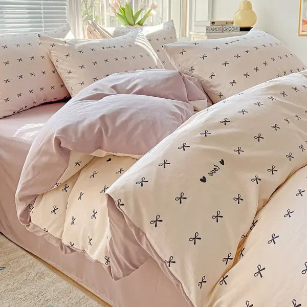 Korean ’Ins Style’ Small Floral Duvet Cover: Washed Cotton Double Yarn Skin-Friendly Bedding - hudiejie / 220x240cm 1pcs