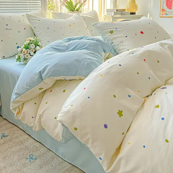 2025 Washed Cotton Double Yarn Single Quilt Cover Simple Wind Ins Wind Small Floral Korean Version Duvet Skin Friendly