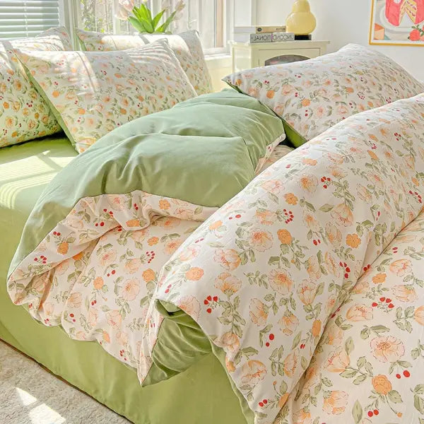2025 Washed Cotton Double Yarn Single Quilt Cover Simple Wind Ins Wind Small Floral Korean Version Duvet Skin Friendly