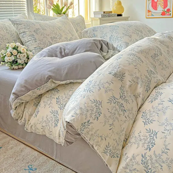 2025 Washed Cotton Double Yarn Single Quilt Cover Simple Wind Ins Wind Small Floral Korean Version Duvet Skin Friendly