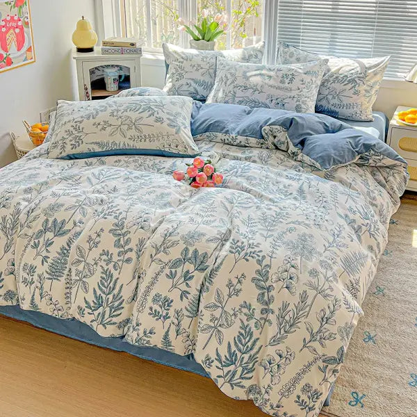 2025 Washed Cotton Double Yarn Single Quilt Cover Simple Wind Ins Wind Small Floral Korean Version Duvet Skin Friendly