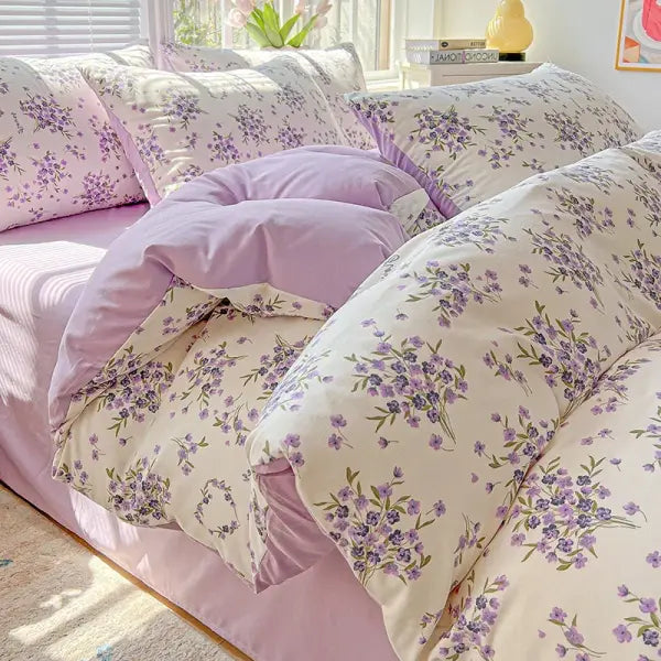 2025 Washed Cotton Double Yarn Single Quilt Cover Simple Wind Ins Wind Small Floral Korean Version Duvet Skin Friendly
