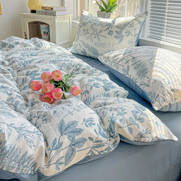2025 Washed Cotton Double Yarn Single Quilt Cover Simple Wind Ins Wind Small Floral Korean Version Duvet Skin Friendly