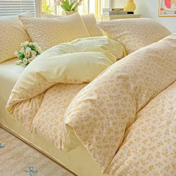 2025 Washed Cotton Double Yarn Single Quilt Cover Simple Wind Ins Wind Small Floral Korean Version Duvet Skin Friendly