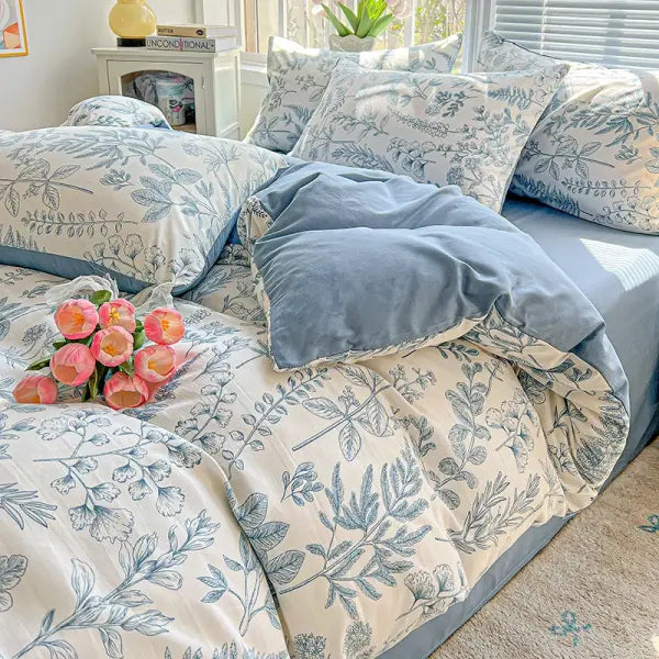 2025 Washed Cotton Double Yarn Single Quilt Cover Simple Wind Ins Wind Small Floral Korean Version Duvet Skin Friendly