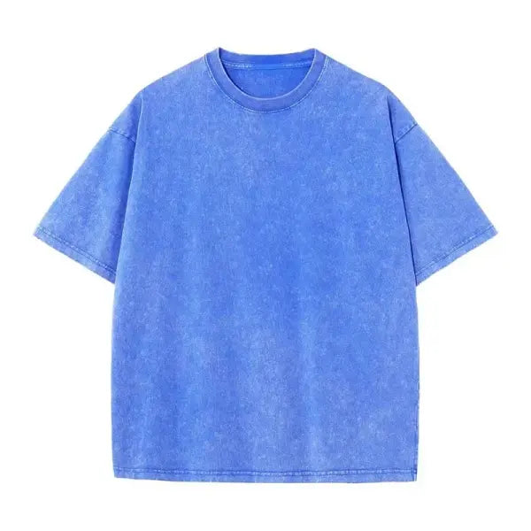 Washed Vintage Acid Wash T-Shirt – Women’s Harajuku Street Hip Hop Retro Cotton Top - Blue / M