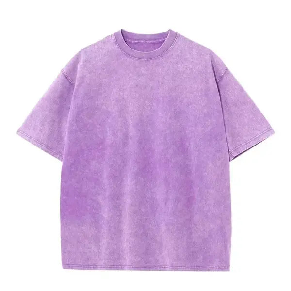 Washed Vintage Acid Wash T-Shirt – Women’s Harajuku Street Hip Hop Retro Cotton Top - Lavender / XXXL