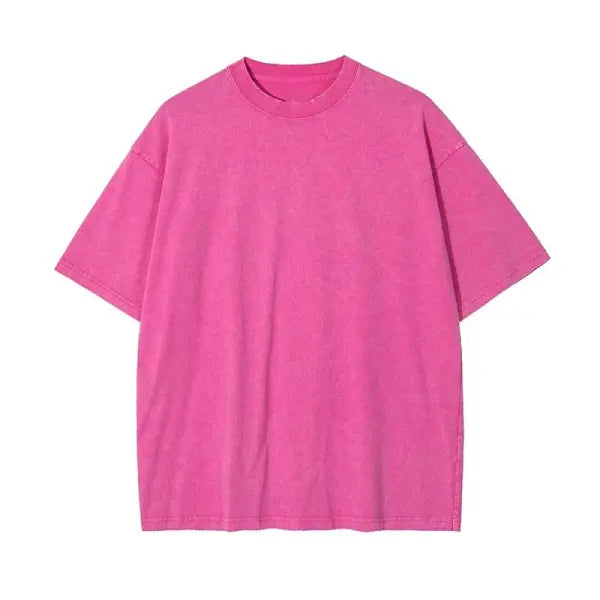 Washed Vintage Acid Wash T-Shirt – Women’s Harajuku Street Hip Hop Retro Cotton Top - Rose red / M